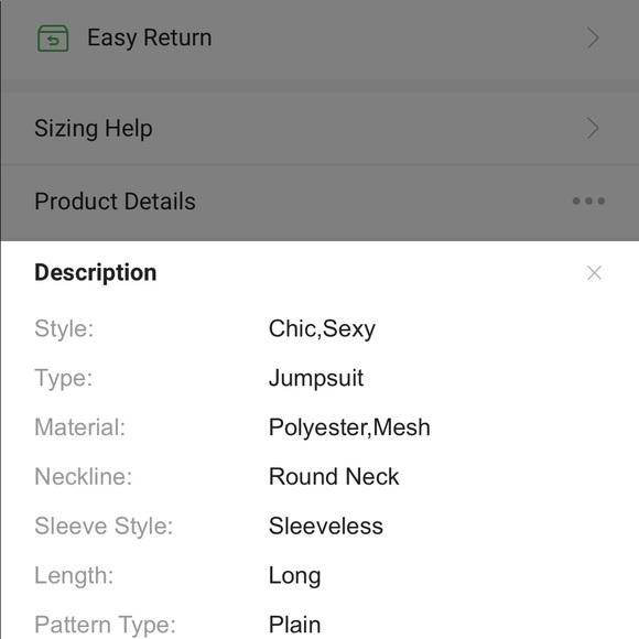 CBR black stretch jumpsuit size S-M NWT Back Zip Closure Mesh Details Curve - Picture 15 of 16